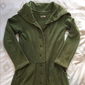 Organic fitted shawl collar sweatshirt jacket